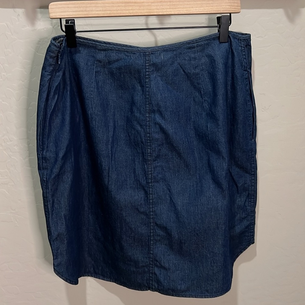 Reed Brand Women’s Jean Skirt Button Up NWT Dark Blue Mini Midi Shirttail Cotton - Picture 7 of 11